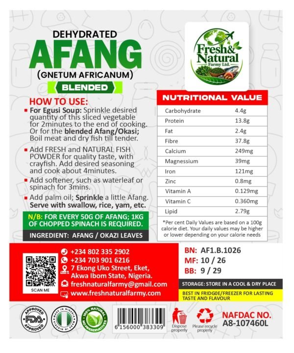 Dehydrated Afang Leaves (Blended) – 50g